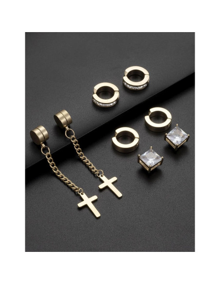 12 Pares Pendientes Magnéticos Ofeiyaa Acero Inoxidable Dorado 12 Pares Pendientes Magnéticos Ofeiyaa Acero Inoxidable Dorado