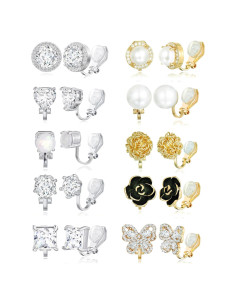 Conjunto 10 Pares Pendientes de Clip Tornito Mujeres