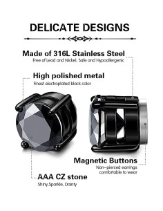 Pendientes Magnéticos Acero Inoxidable YZstyle 6MM-8MM Unisex 2