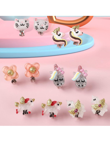 Pendientes de Clip para Niñas Huitong - 6 Pares Brillantes