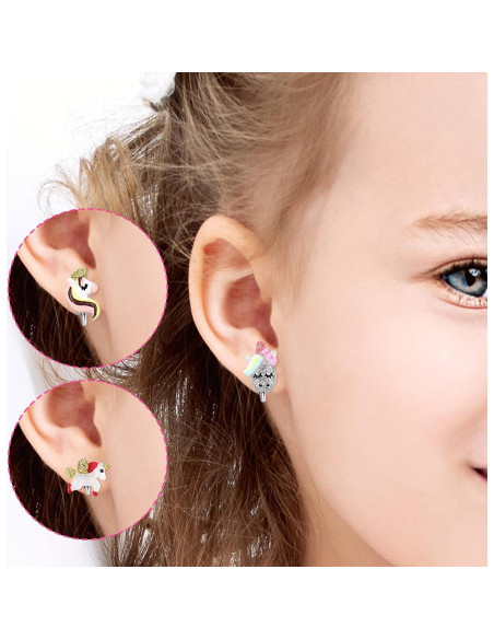Pendientes de Clip para Niñas Huitong - 6 Pares Brillantes Pendientes de Clip para Niñas Huitong - 6 Pares Brillantes
