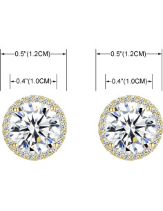 Pendientes de Clip de Cristal Circonio 10MM Oro-Blanco YOQUCOL 2