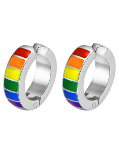 Pendientes Huggie Hoop Arcoíris Acero Inoxidable LGBT