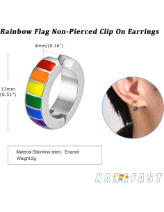 Pendientes Huggie Hoop Arcoíris Acero Inoxidable LGBT 2