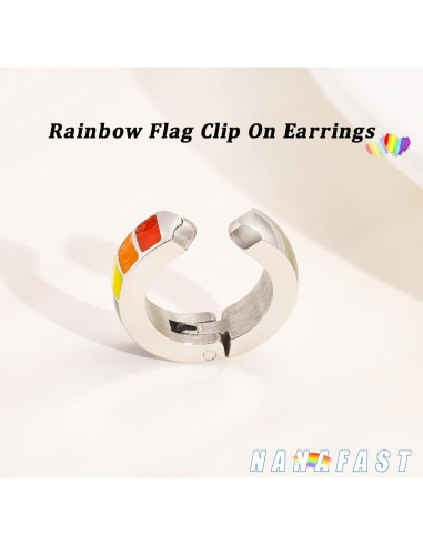 Pendientes Huggie Hoop Arcoíris Acero Inoxidable LGBT