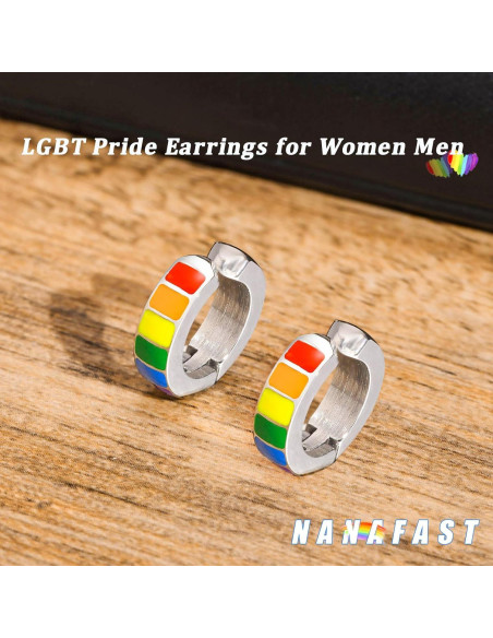 Pendientes Huggie Hoop Arcoíris Acero Inoxidable LGBT