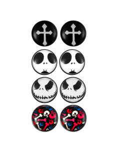 Pendientes Magnéticos Halloween 4 Pares 10MM Clip On Acero Inoxidable
