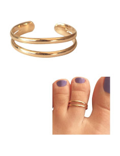 Anillo ajustable de doble banda dorada MiYa Creations