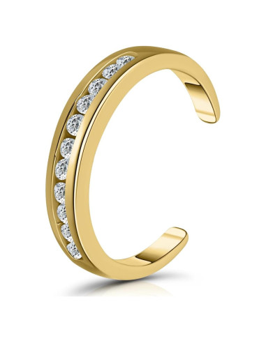 Anillo Abierto Ajustable Plata Esterlina 925 Aros y Bucles CZ