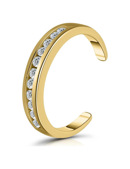 Anillo Abierto Ajustable Plata Esterlina 925 Aros y Bucles CZ