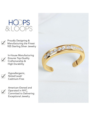 Anillo Abierto Ajustable Plata Esterlina 925 Aros y Bucles CZ