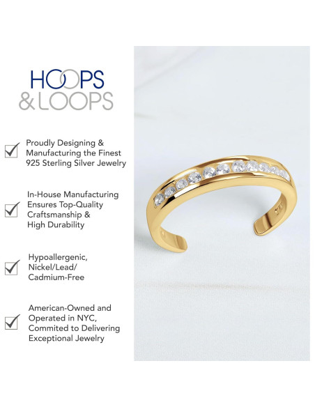 Anillo Abierto Ajustable Plata Esterlina 925 Aros y Bucles CZ