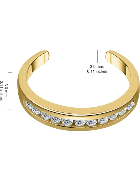 Anillo Abierto Ajustable Plata Esterlina 925 Aros y Bucles CZ