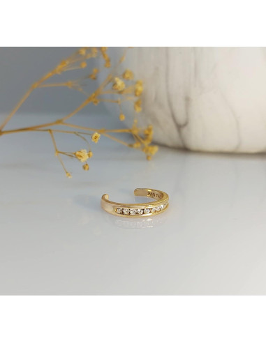 Anillo Abierto Ajustable Plata Esterlina 925 Aros y Bucles CZ