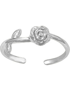 Anillo ajustable de plata esterlina 925 con flor de rosa MiYa 2