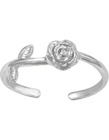 Anillo ajustable de plata esterlina 925 con flor de rosa MiYa