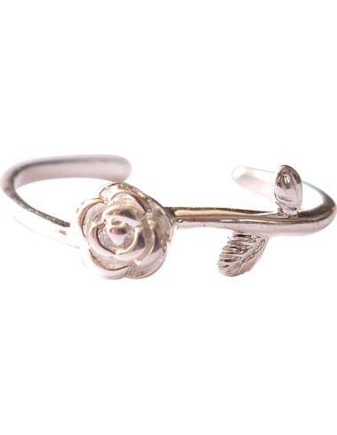 Anillo ajustable de plata esterlina 925 con flor de rosa MiYa