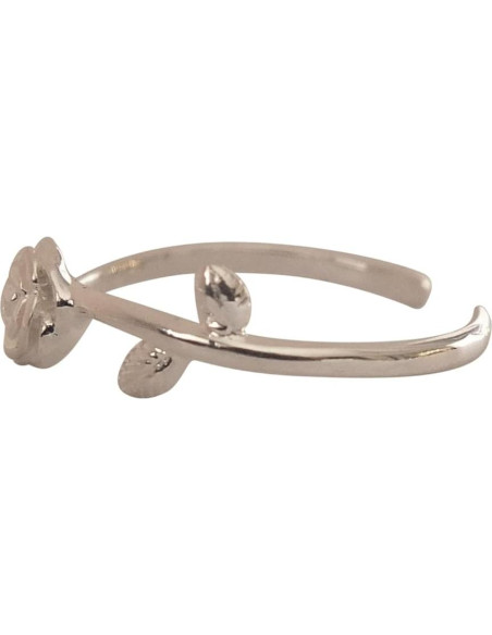 Anillo ajustable de plata esterlina 925 con flor de rosa MiYa
