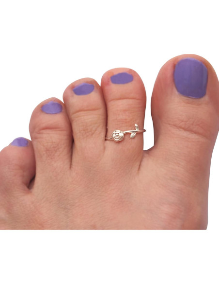 Anillo ajustable de plata esterlina 925 con flor de rosa MiYa