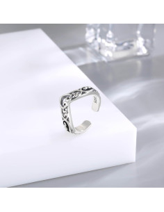 Anillo ajustable de filigrana en forma de V Plata 925 para mujeres 2