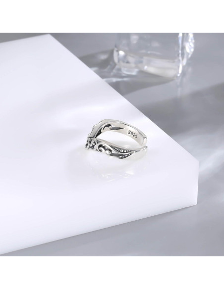 Anillo ajustable de filigrana en forma de V Plata 925 para mujeres