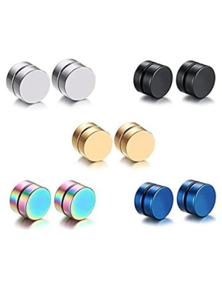 Pendientes Magnéticos de Acero Inoxidable 5 Pares 8mm SHENRAN