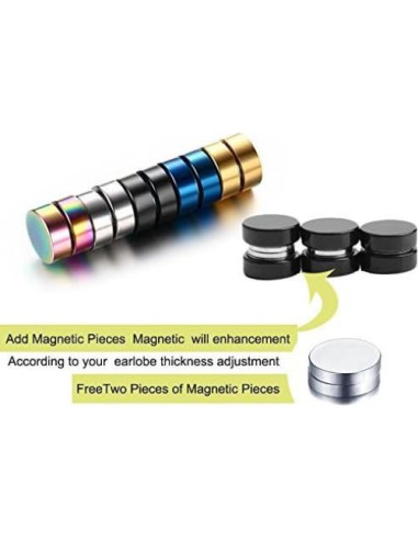 Pendientes Magnéticos de Acero Inoxidable 5 Pares 8mm SHENRAN