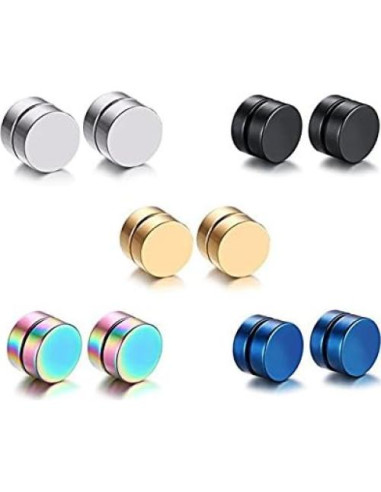 Pendientes Magnéticos de Acero Inoxidable 5 Pares 8mm SHENRAN