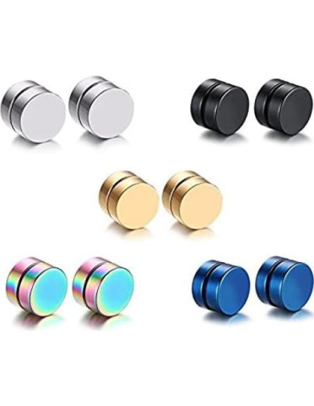 Pendientes Magnéticos de Acero Inoxidable 5 Pares 8mm SHENRAN