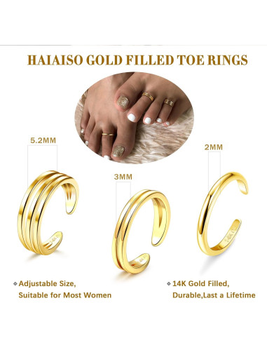 Anillos de Tobillo de Oro Relleno 14K Ajustables para Mujeres