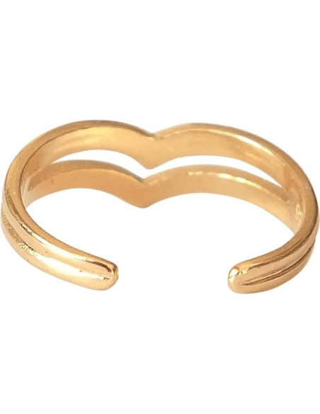 Anillo Ajustable Doble Banda Chevron Oro sobre Plata 925