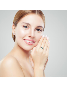 Anillo Abierto de Turquesa de Plata Ajustable para Mujeres 2