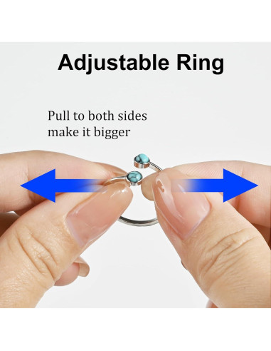 Anillo Abierto de Turquesa de Plata Ajustable para Mujeres