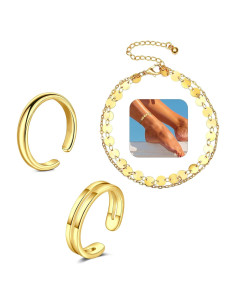 Conjunto de Joyería para Pies Briana Williams - 2 Anillos y Pulsera de Tobillo Oro