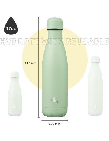 Botella de Agua Aislada Konokyo 500 ml Doble Pared Verde