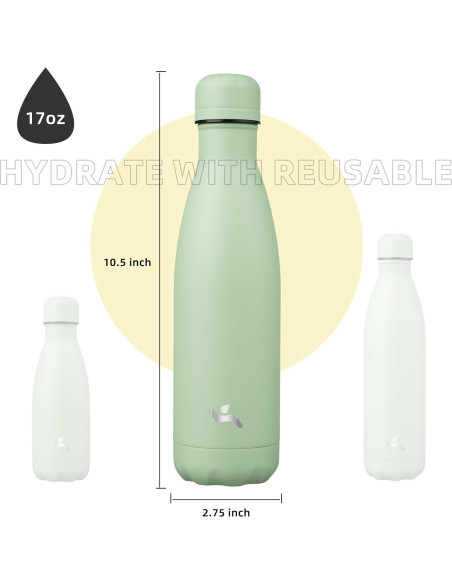 Botella de Agua Aislada Konokyo 500 ml Doble Pared Verde