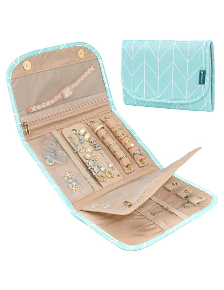 Organizador de Joyería Plegable Pavilia - Bolsa de Viaje Teal
