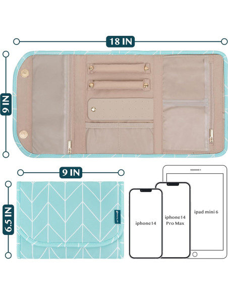 Organizador de Joyería Plegable Pavilia - Bolsa de Viaje Teal