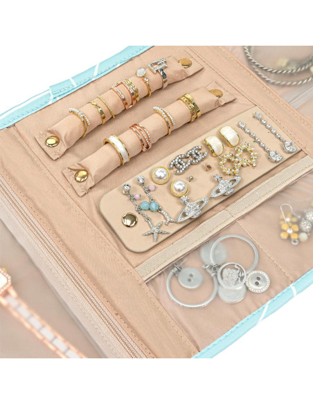 Organizador de Joyería Plegable Pavilia - Bolsa de Viaje Teal