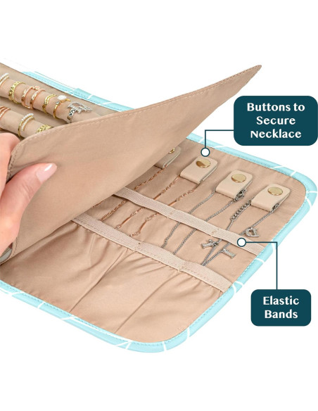 Organizador de Joyería Plegable Pavilia - Bolsa de Viaje Teal
