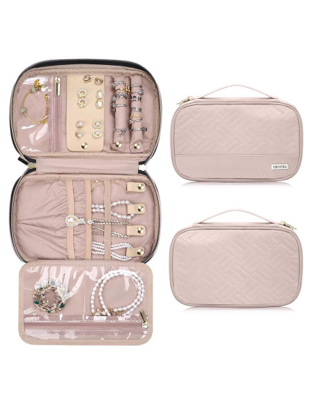 Estuche Organizador de Joyas TBTOTRA Rosa 24x14cm Estuche Organizador de Joyas TBTOTRA Rosa 24x14cm