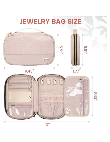 Estuche Organizador de Joyas TBTOTRA Rosa 24x14cm Estuche Organizador de Joyas TBTOTRA Rosa 24x14cm