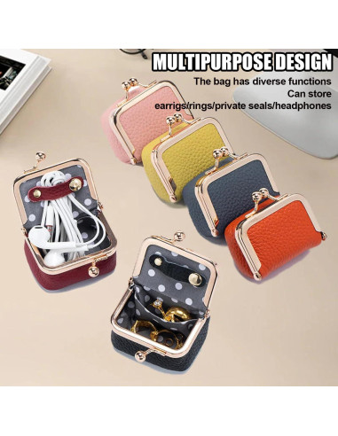 Caja de Joyería Mini de Cuero Genuino Noxozoqm Rosa