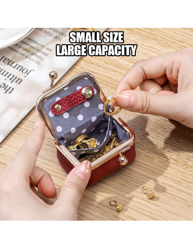 Caja de Joyería Mini de Cuero Genuino Noxozoqm Rosa