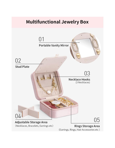 Organizador de Joyería de Viaje Vlando Rosa 10x10x5 cm