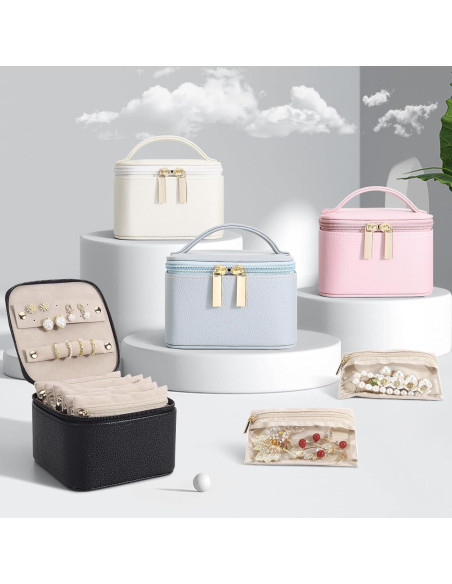 Caja de Joyería Pequeña DesignSter Beige con 6 Bolsas de Terciopelo