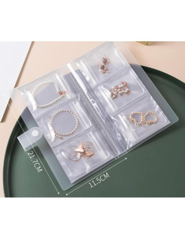 Álbum de Joyería GSHLLO Transparente 11.5x21.7cm 60 Bolsillos