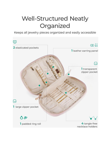 Estuche de Viaje para Joyería BAGSMART Rosa 24.9x15.5cm