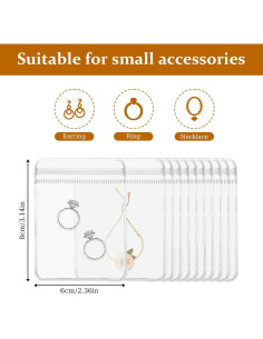 20 Bolsas de Joyería Antitarnish PVC Ymapinc 6x8 cm Transparente 2