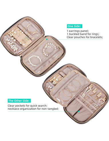 Estuche de Joyería NISHEL Rosa Organizador Compacto 24.1x14cm